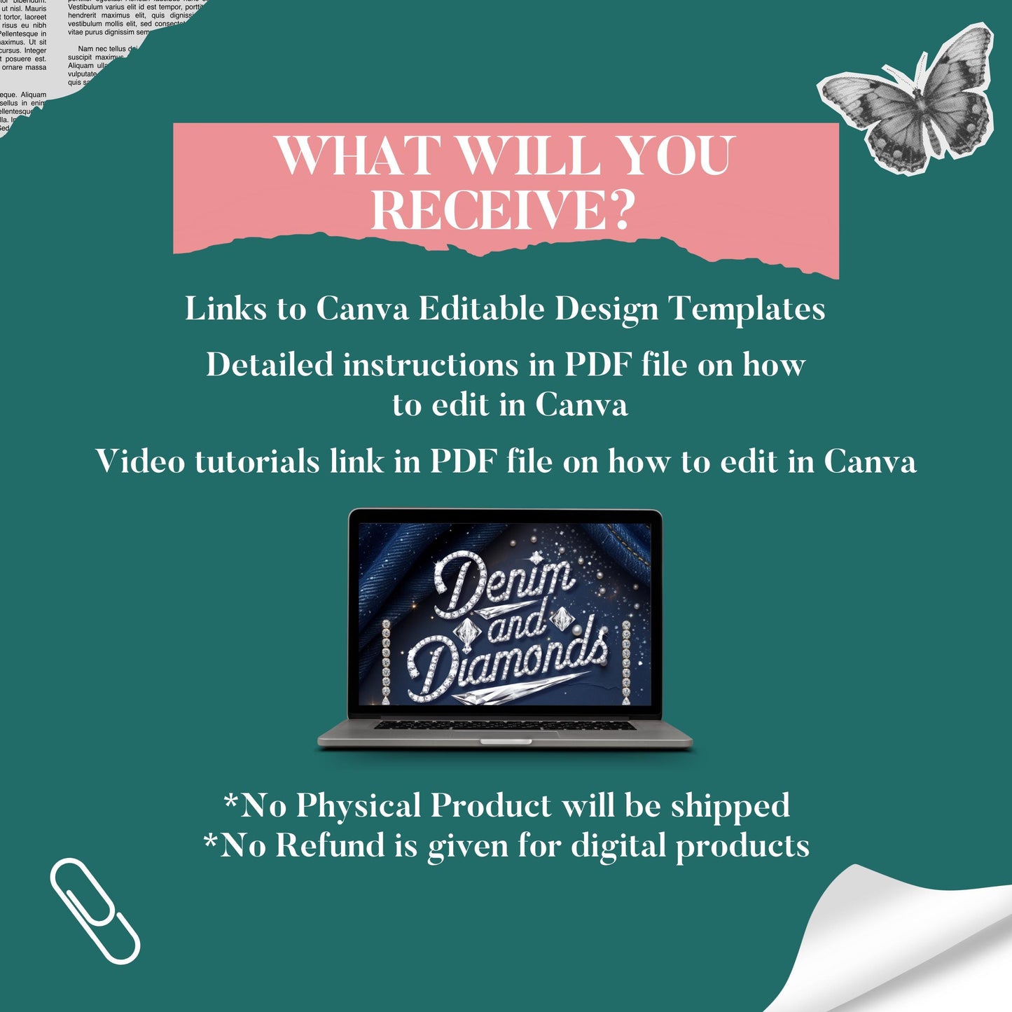 Denim and Diamonds Birthday invitation, Editable Denim Birthday Dinner Invites, denim and diamonds Party Invite, Canva Template