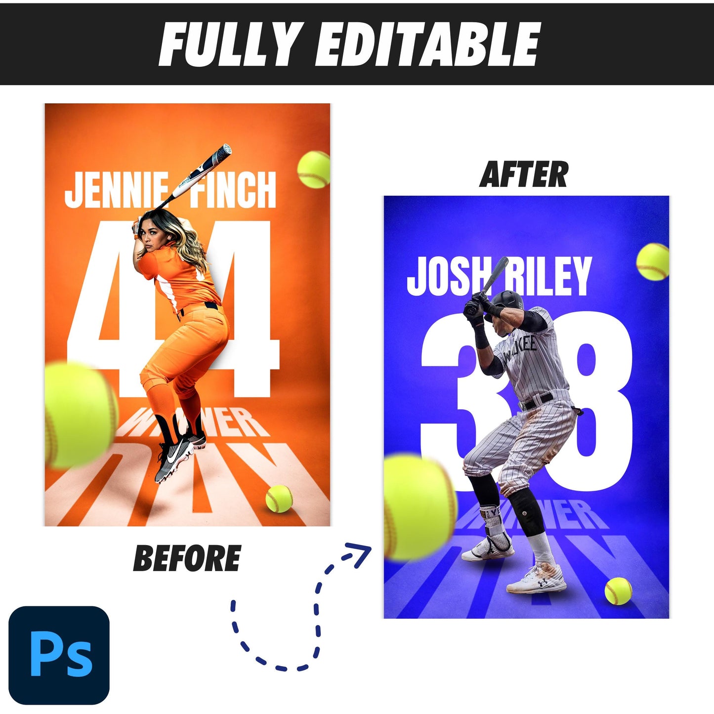 Senior Night Gift, Senior Night Poster Softball, Softball Banner, College Sports, Editable Poster in Photoshop, Instant Download