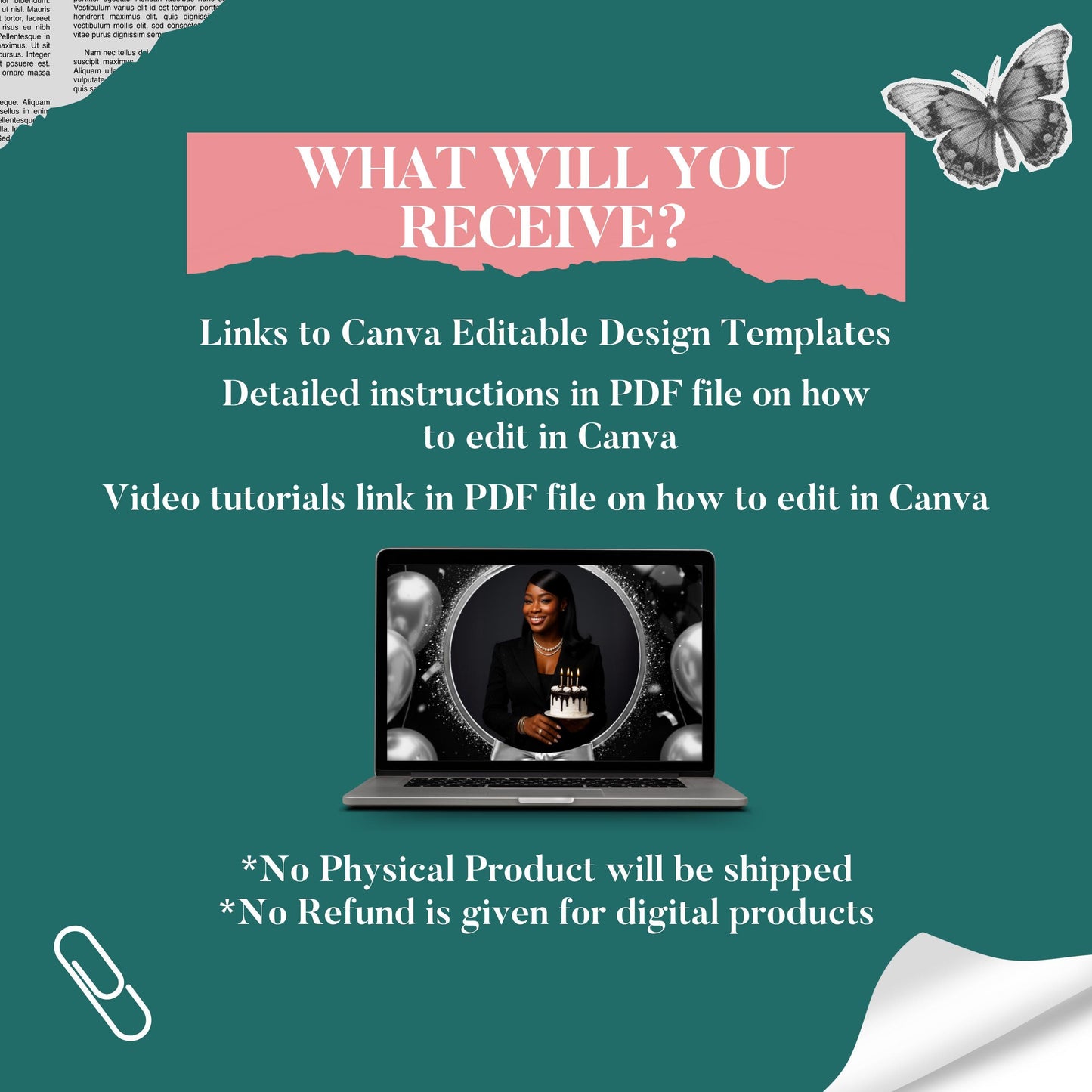 Editable Birthday Picture Menu, Full Picture Menu and Drink Card, Event Menu Template, Birthday Dinner Table Menu, Canva Template