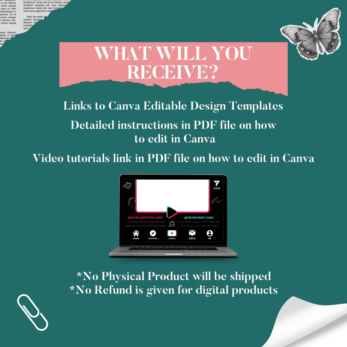 TIKTOK Selfie Frame Template, Social Media Photo Frame, TikTok Photo booth frame, Tiktok theme photo frame, instant download