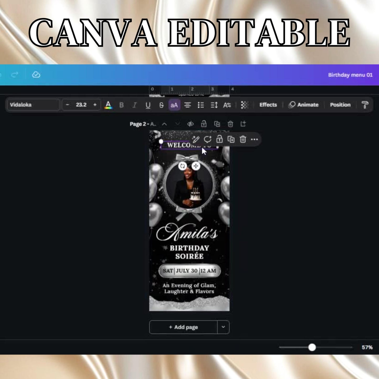 Full Picture Menu and Drink Card, menu template, Menu Template, Menu Cards, Dinner Menu, Birthday Menu, Birthday Dinner Menu, Party Menu