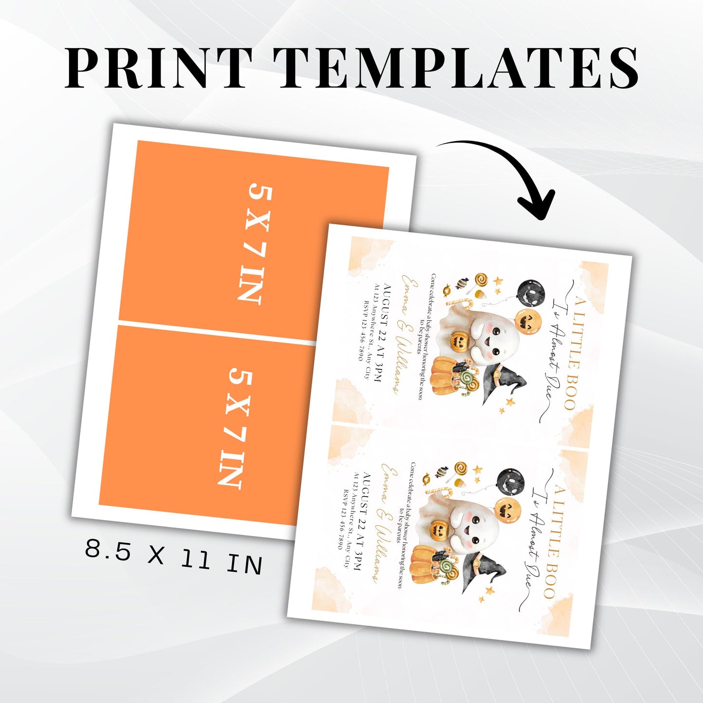 Editable A Little Boo Baby Shower Invite, A Little Baby Boo Is Almost Done Invitation, Pumpkin Halloween Girl Baby Shower, Halloween Flyer