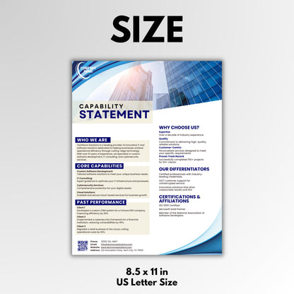 Capability Statement Template, Business Capability Statement Design, Editable Statement, Company Overview, Contracting Marketing Statement