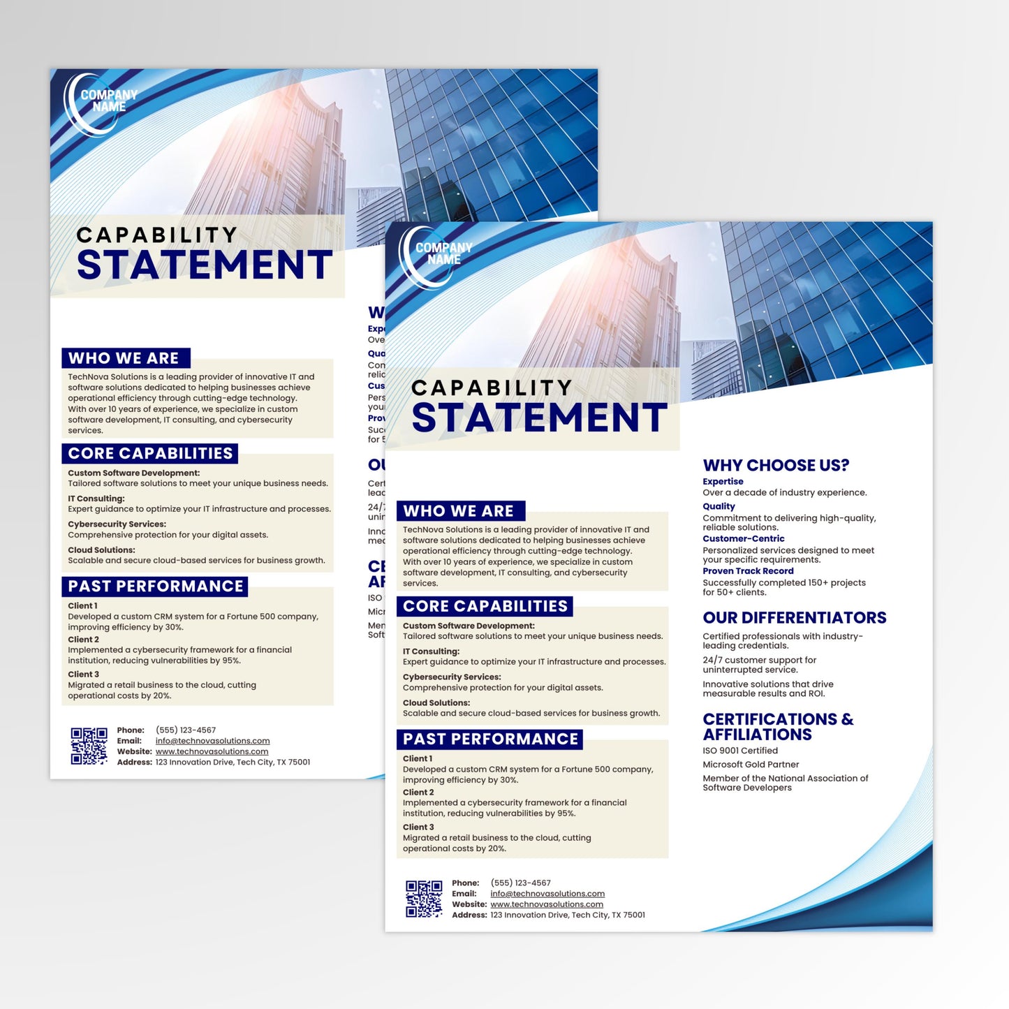Capability Statement Template, Business Capability Statement Design, Editable Statement, Company Overview, Contracting Marketing Statement