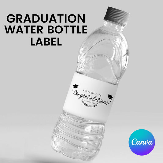 Graduation Party Water Bottle Label, Class of 2025 Graduation Bottle Labels, Water Bottle Labels, Grad Party Bottle Labels, Canva Template