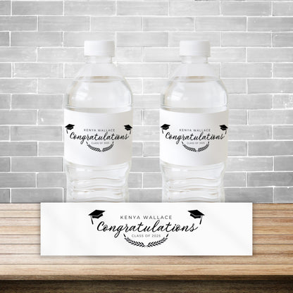 Graduation Party Water Bottle Label, Class of 2025 Graduation Bottle Labels, Water Bottle Labels, Grad Party Bottle Labels, Canva Template