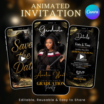 Digital & Editable Save the Date Grad E-Invite Template, Instant Download Iphone Invitation, Text Message Invite, Class of 2025 College Grad