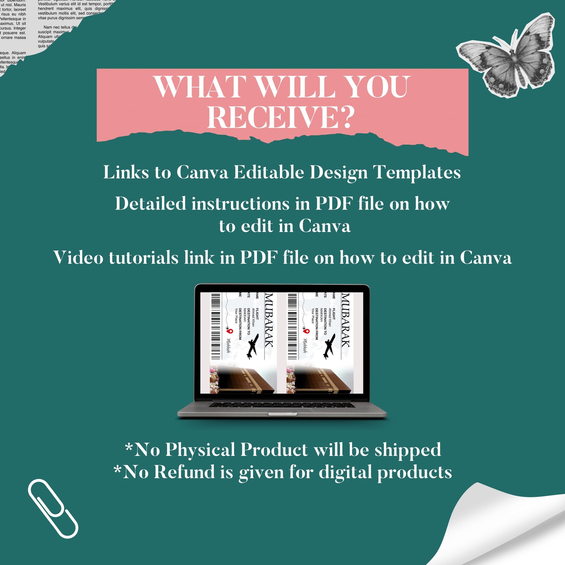 Hajj Boarding Pass, Editable Umrah Mubarak Boarding Pass, Hajj Plane Ticket, Makkah Umrah Gift, Islamic Travel Ticket, Journey Gift to Umrah