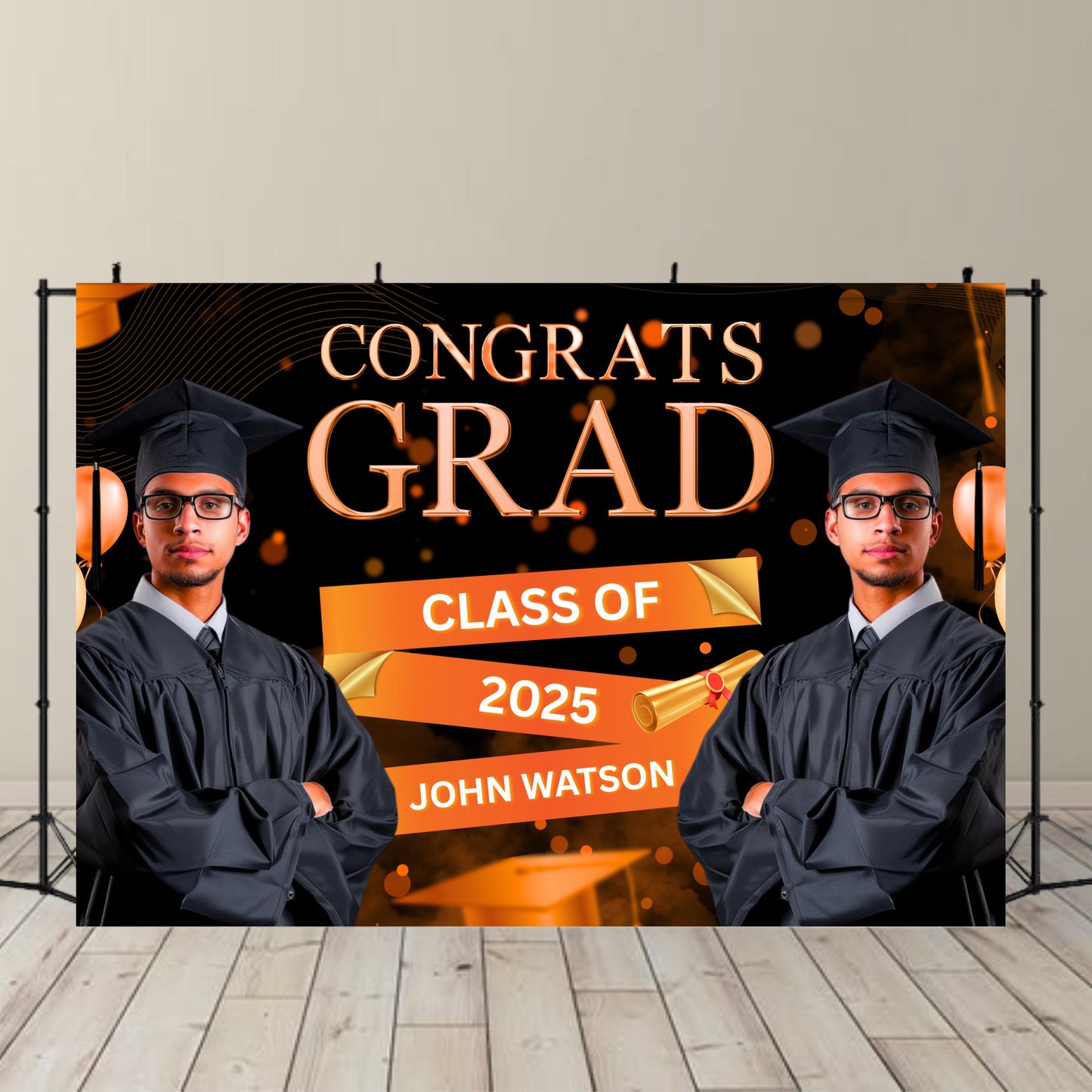 Graduation Backdrop Bundle, 4 Editable Graduate Backdrops, Canva Grad Party Decor,Class of 2025 Backdrop,Grad Backdrop,Grad Party Backdrop