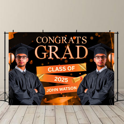 Graduation Backdrop Bundle, 4 Editable Graduate Backdrops, Canva Grad Party Decor,Class of 2025 Backdrop,Grad Backdrop,Grad Party Backdrop