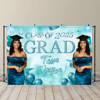 Graduation Backdrop Bundle, 4 Editable Graduate Backdrops, Canva Grad Party Decor,Class of 2025 Backdrop,Grad Backdrop,Grad Party Backdrop