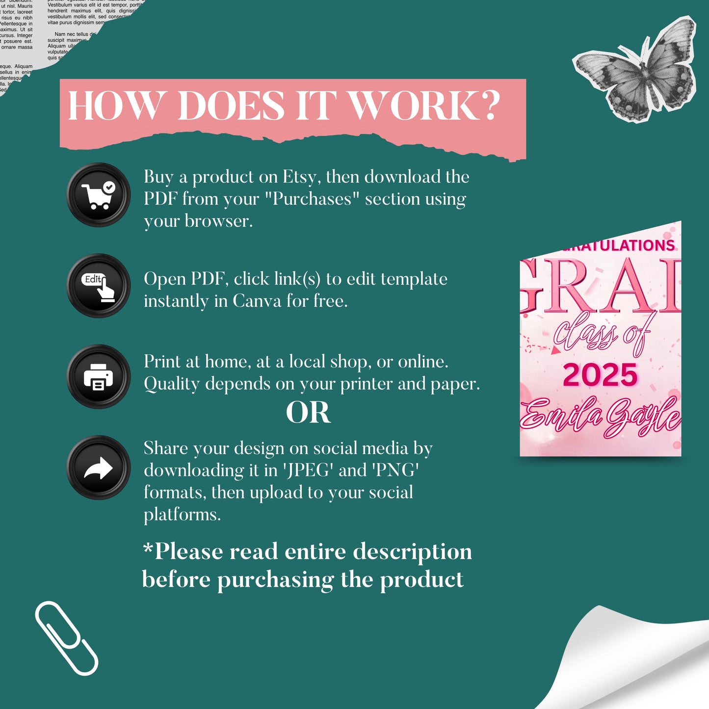 Graduation Backdrop Bundle, 4 Editable Graduate Backdrops, Canva Grad Party Decor,Class of 2025 Backdrop,Grad Backdrop,Grad Party Backdrop