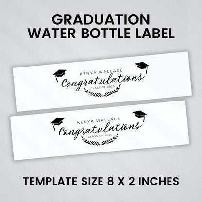 Graduation Party Water Bottle Label, Class of 2025 Graduation Bottle Labels, Water Bottle Labels, Grad Party Bottle Labels, Canva Template