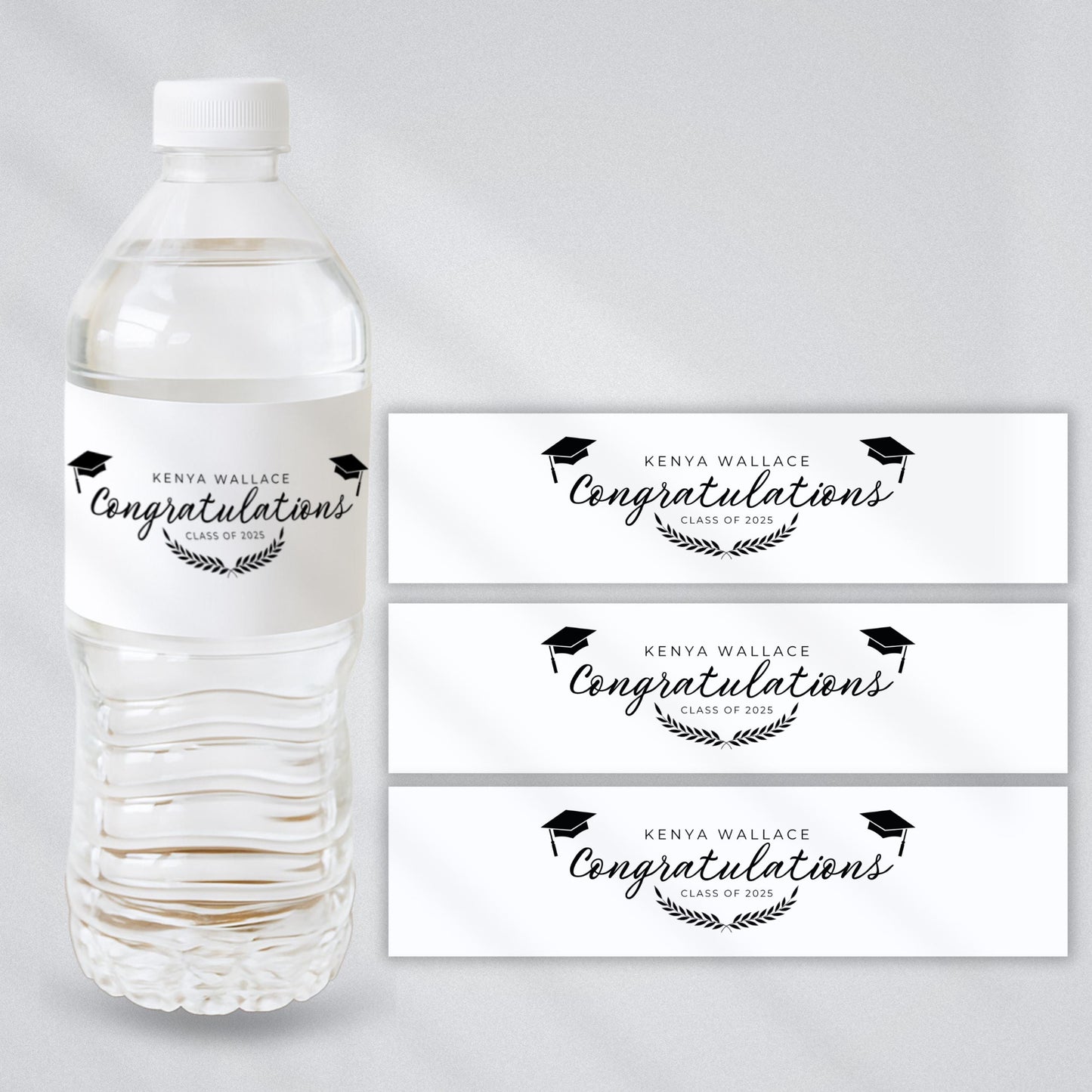 Graduation Party Water Bottle Label, Class of 2025 Graduation Bottle Labels, Water Bottle Labels, Grad Party Bottle Labels, Canva Template