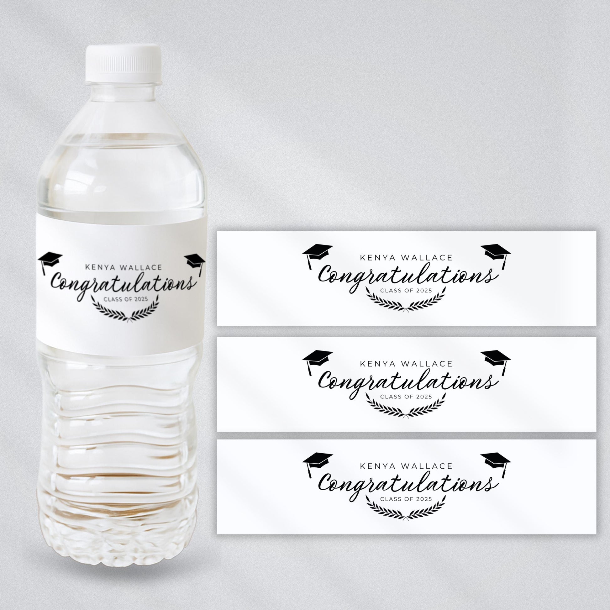 Graduation Party Water Bottle Label, Class of 2025 Graduation Bottle Labels, Water Bottle Labels, Grad Party Bottle Labels, Canva Template