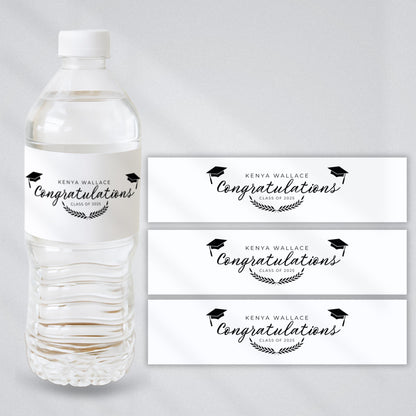 Graduation Party Water Bottle Label, Class of 2025 Graduation Bottle Labels, Water Bottle Labels, Grad Party Bottle Labels, Canva Template