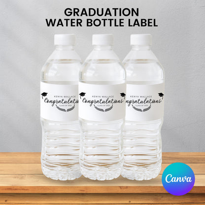 Graduation Party Water Bottle Label, Class of 2025 Graduation Bottle Labels, Water Bottle Labels, Grad Party Bottle Labels, Canva Template