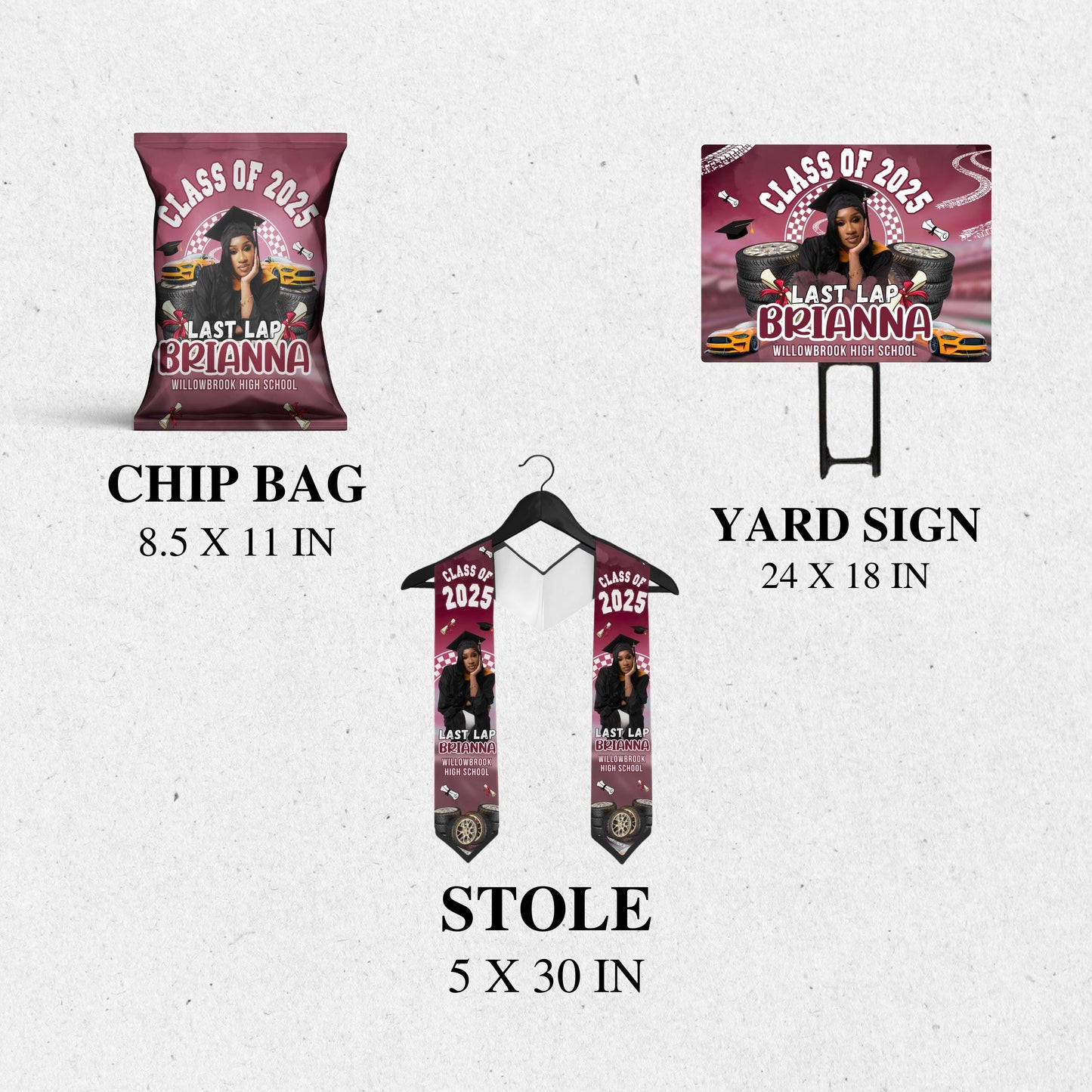 Last Lap Graduation Bundle, Graduation Bundle, Graduation Stole, 3d Graduation Shirt, Graduation Chip  Bag, Graduation Party Favors Bundle