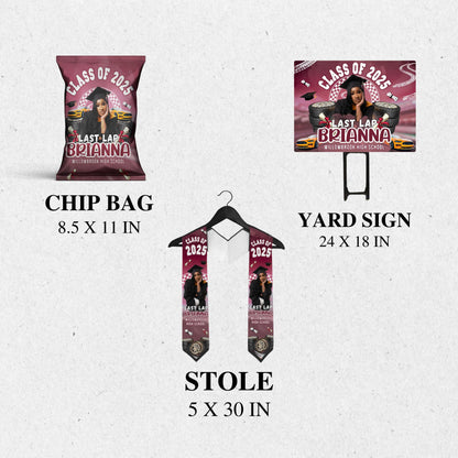 Last Lap Graduation Bundle, Graduation Bundle, Graduation Stole, 3d Graduation Shirt, Graduation Chip  Bag, Graduation Party Favors Bundle