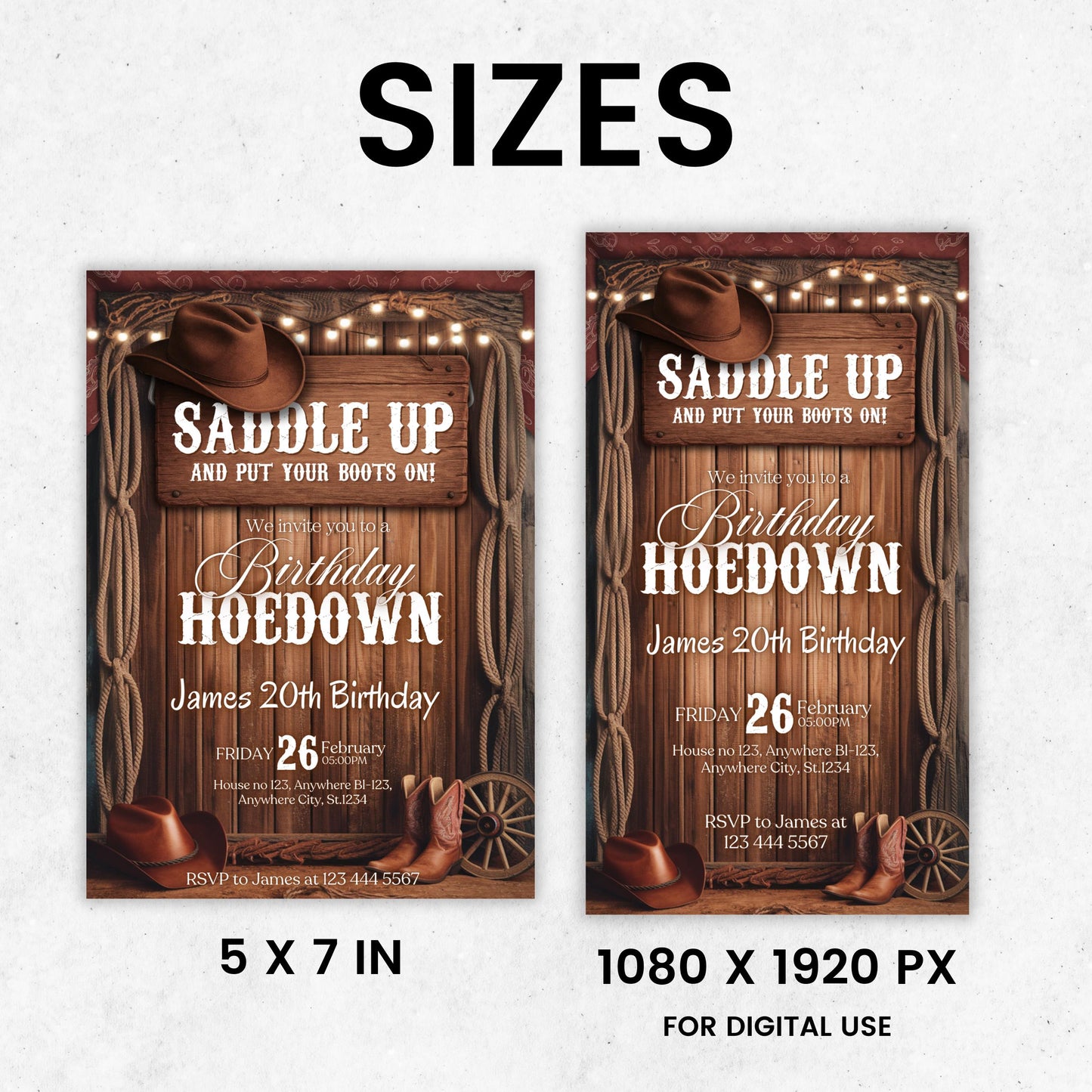 Cowboy Birthday Invitation, Western Birthday Invitation, Cowgirl Party Invitation Western Hoedown Birthday Party Invitation, Western Invite