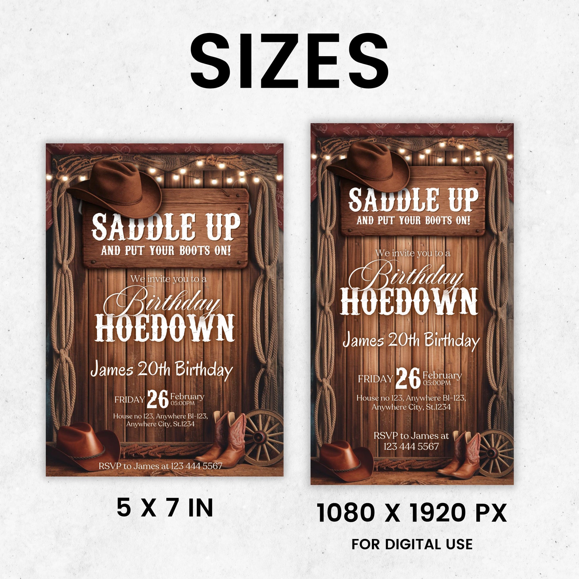 Cowboy Birthday Invitation, Western Birthday Invitation, Cowgirl Party Invitation Western Hoedown Birthday Party Invitation, Western Invite