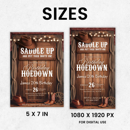 Cowboy Birthday Invitation, Western Birthday Invitation, Cowgirl Party Invitation Western Hoedown Birthday Party Invitation, Western Invite