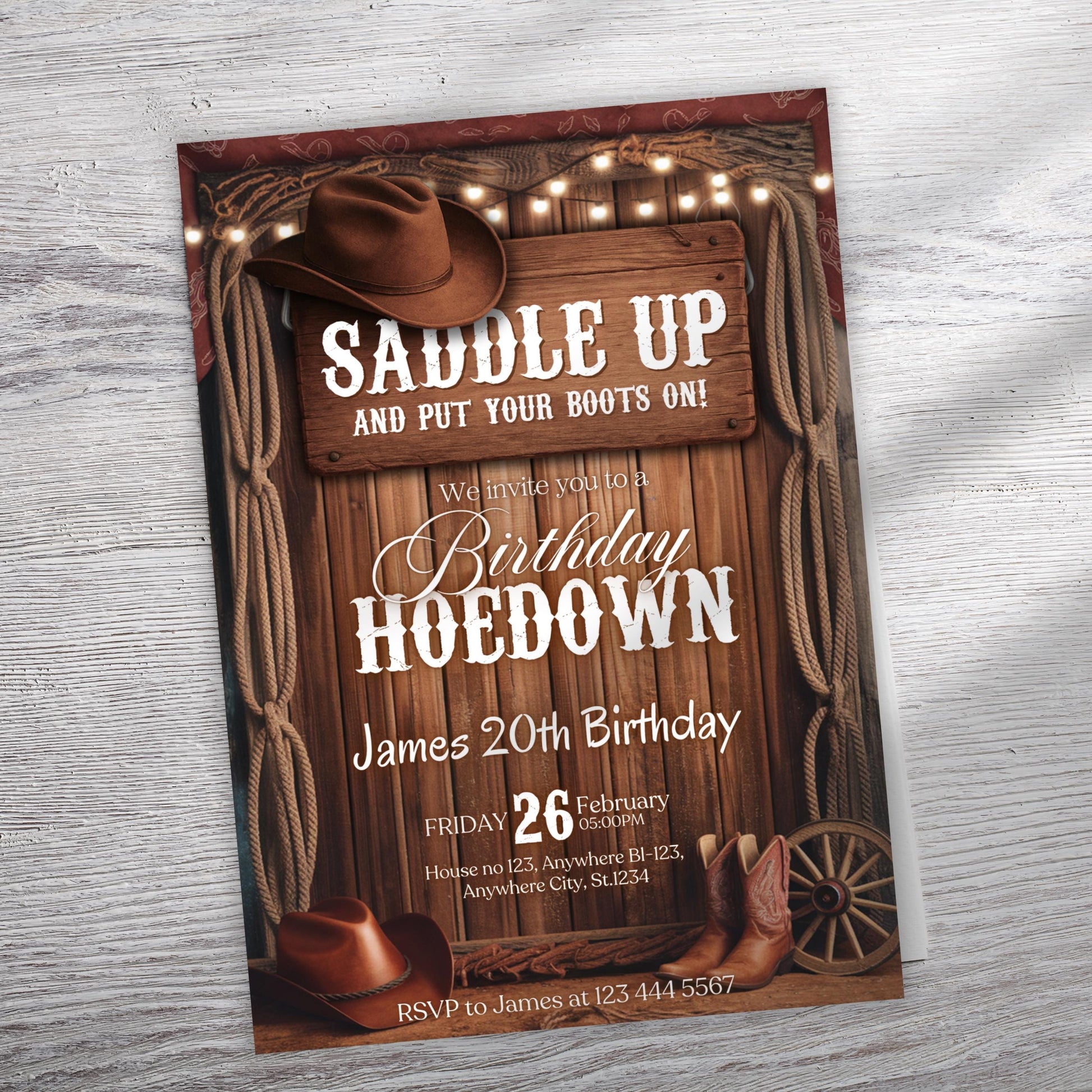 Cowboy Birthday Invitation, Western Birthday Invitation, Cowgirl Party Invitation Western Hoedown Birthday Party Invitation, Western Invite
