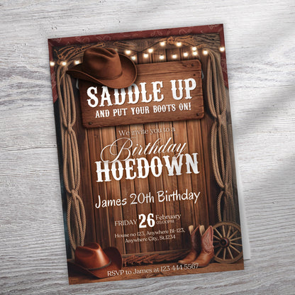 Cowboy Birthday Invitation, Western Birthday Invitation, Cowgirl Party Invitation Western Hoedown Birthday Party Invitation, Western Invite
