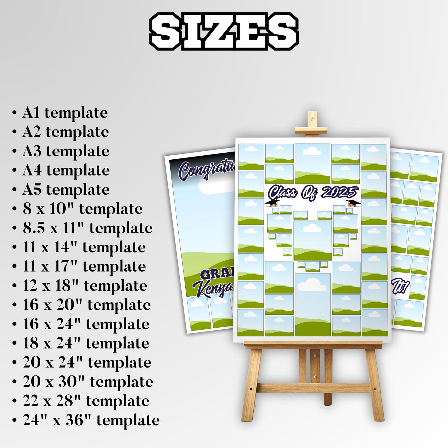 Graduation Welcome Sign, Graduation Photo Collage Template, Graduation Party Poster, Photo Board Template,Senior Photo Collage,24x36 Collage