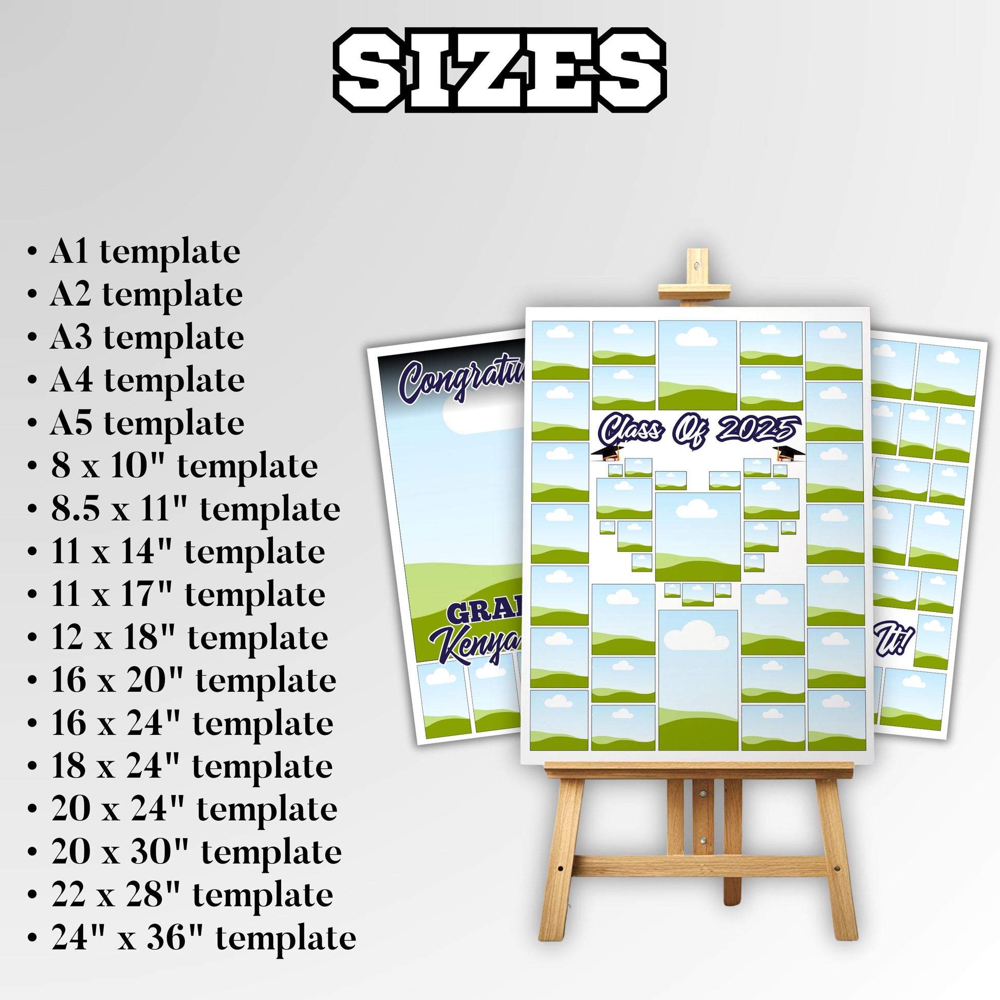 Graduation Welcome Sign, Graduation Photo Collage Template, Graduation Party Poster, Photo Board Template,Senior Photo Collage,24x36 Collage