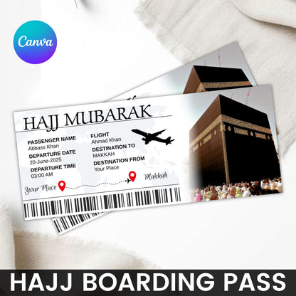 Hajj Boarding Pass, Editable Umrah Mubarak Boarding Pass, Hajj Plane Ticket, Makkah Umrah Gift, Islamic Travel Ticket, Journey Gift to Umrah