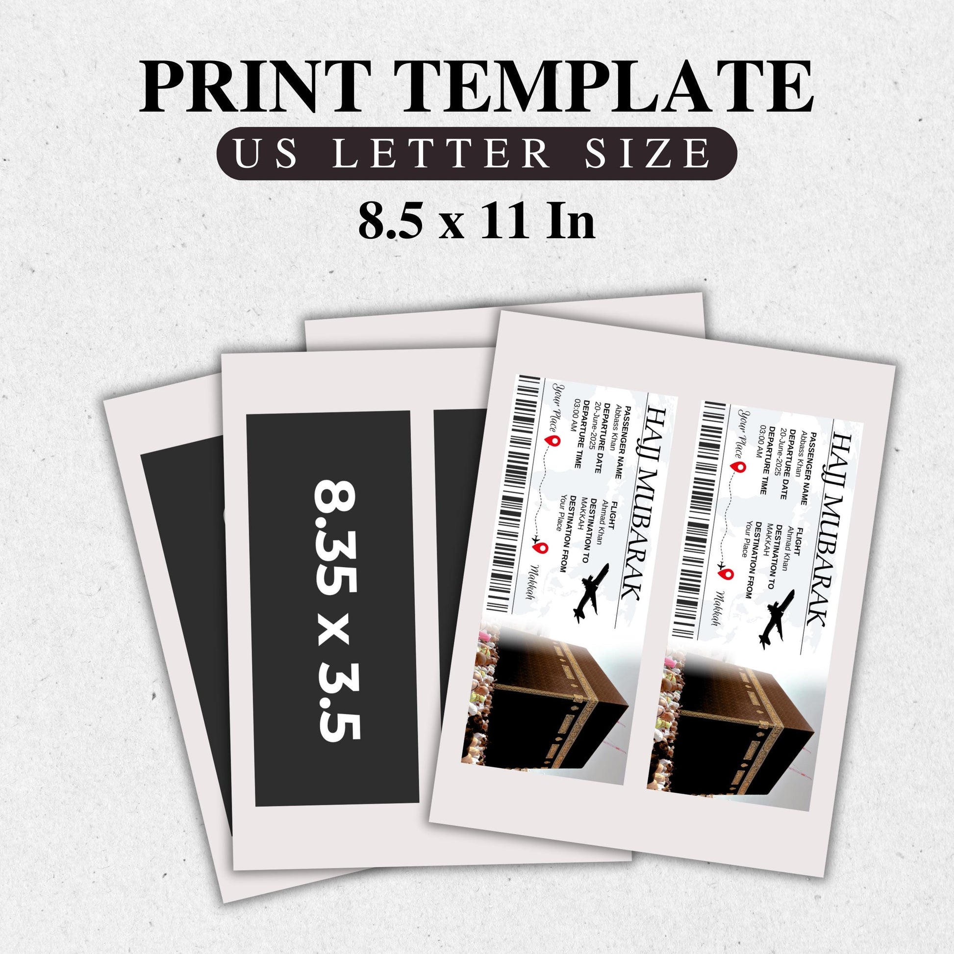 Hajj Boarding Pass, Editable Umrah Mubarak Boarding Pass, Hajj Plane Ticket, Makkah Umrah Gift, Islamic Travel Ticket, Journey Gift to Umrah