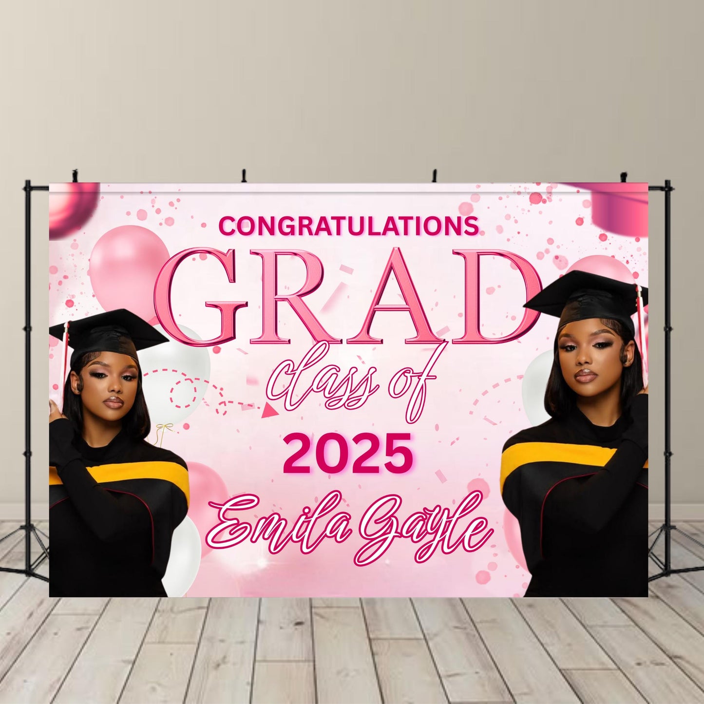 Graduation Backdrop Bundle, 4 Editable Graduate Backdrops, Canva Grad Party Decor,Class of 2025 Backdrop,Grad Backdrop,Grad Party Backdrop