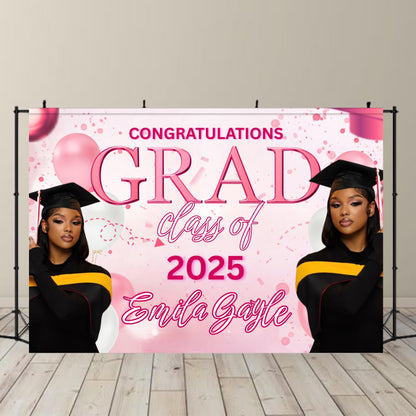 Graduation Backdrop Bundle, 4 Editable Graduate Backdrops, Canva Grad Party Decor,Class of 2025 Backdrop,Grad Backdrop,Grad Party Backdrop