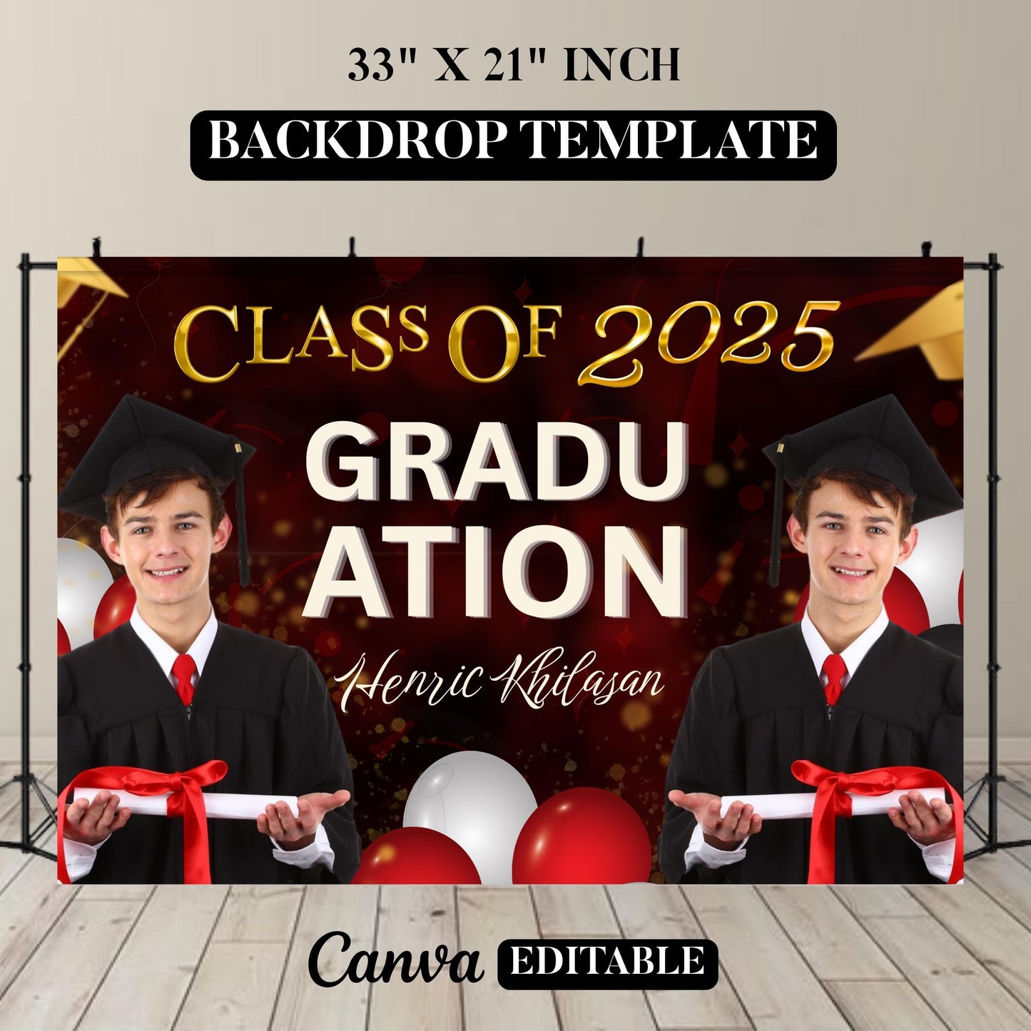 Graduation Backdrop Bundle, 4 Editable Graduate Backdrops, Canva Grad Party Decor,Class of 2025 Backdrop,Grad Backdrop,Grad Party Backdrop