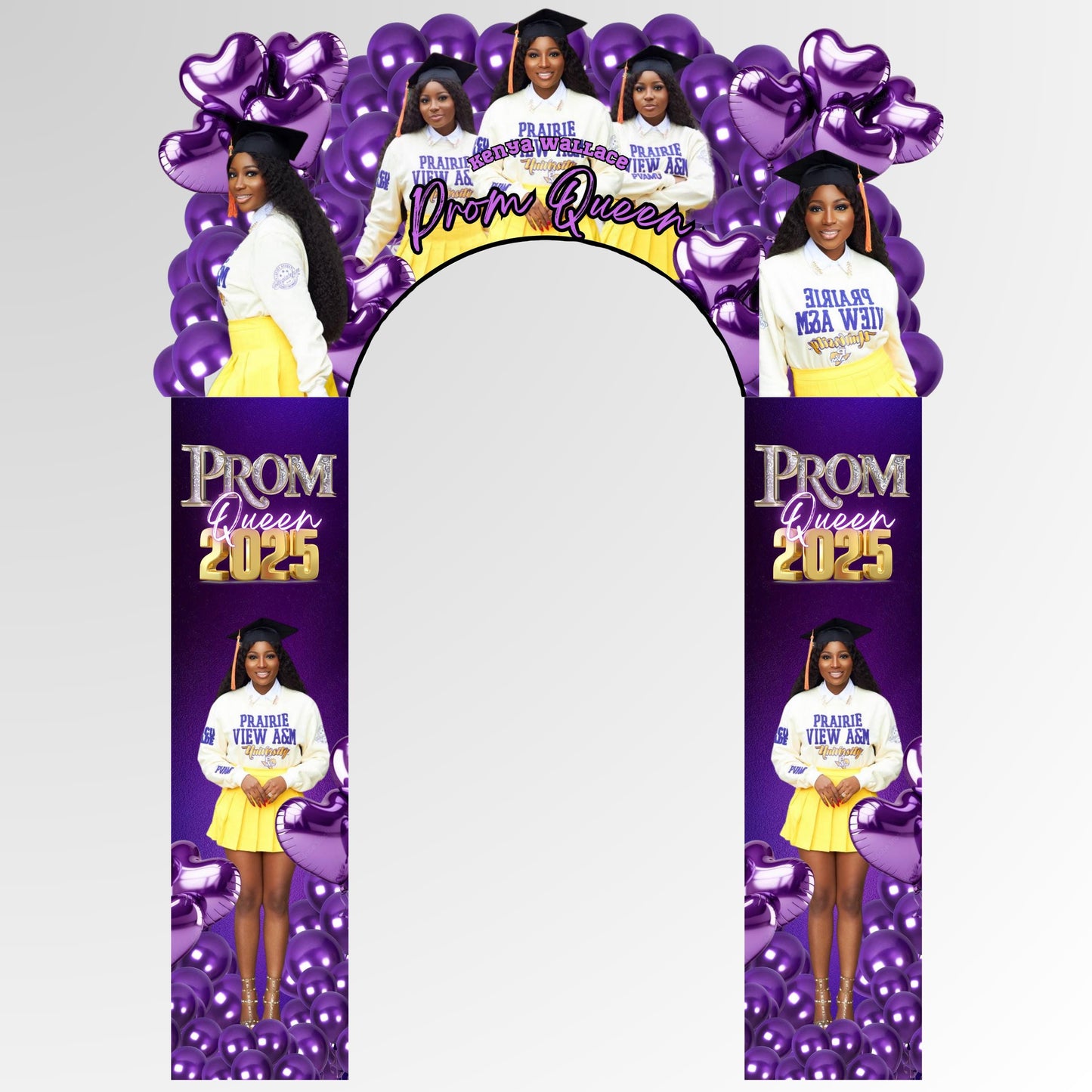 Prom Send Off Arch Decor,Canva Prom Decor Party,Prom Photo Backdrop,Prom Welcome Arch,Prom Purple Arch Backdrop,Class of 2025 Arch Decor