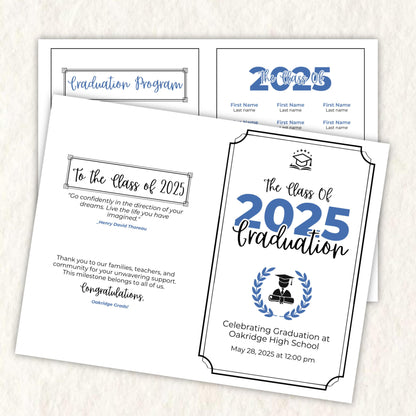 2025 Graduation Program Template, Editable 2025 Ceremony Card, Class of 2025, High School & College Graduation Program, Instant Download
