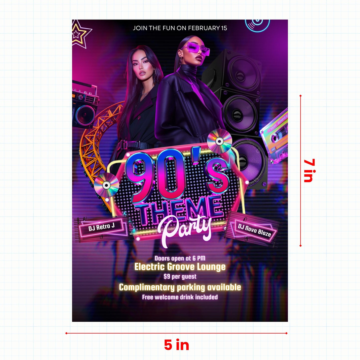 90s Throwback Party Invitation, Retro 90s Hip Hop Party Invite, 90s Party Invite, 90s Theme Birthday, Back to the 90s Invite, Canva Template