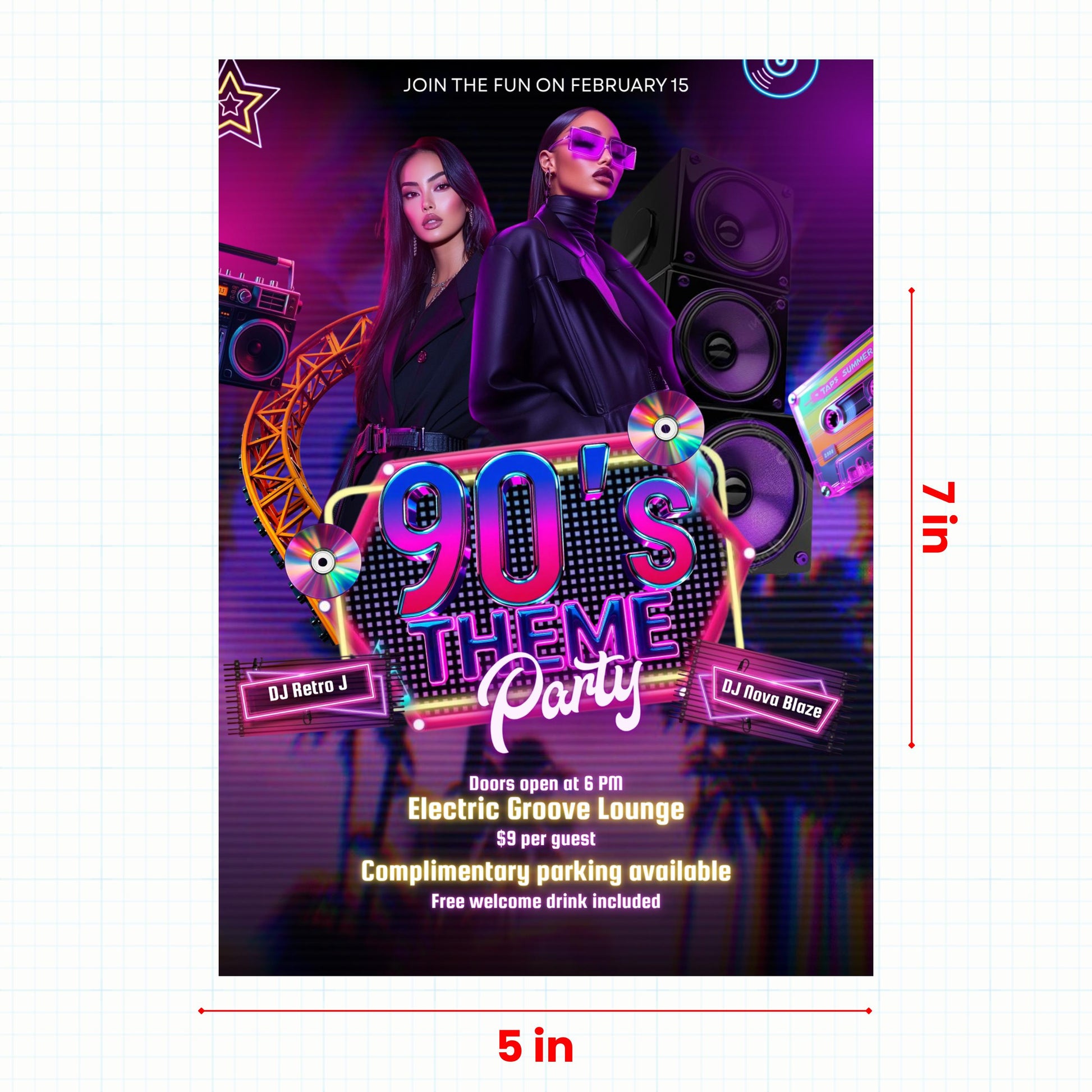 90s Throwback Party Invitation, Retro 90s Hip Hop Party Invite, 90s Party Invite, 90s Theme Birthday, Back to the 90s Invite, Canva Template