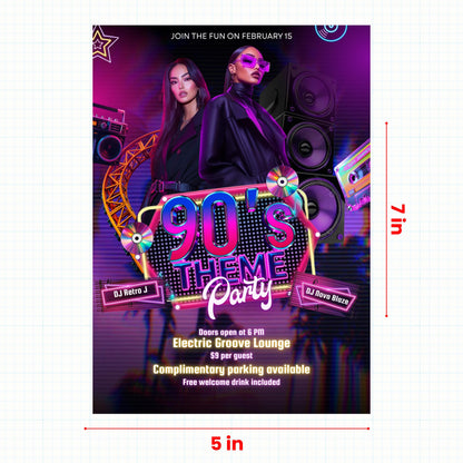 90s Throwback Party Invitation, Retro 90s Hip Hop Party Invite, 90s Party Invite, 90s Theme Birthday, Back to the 90s Invite, Canva Template
