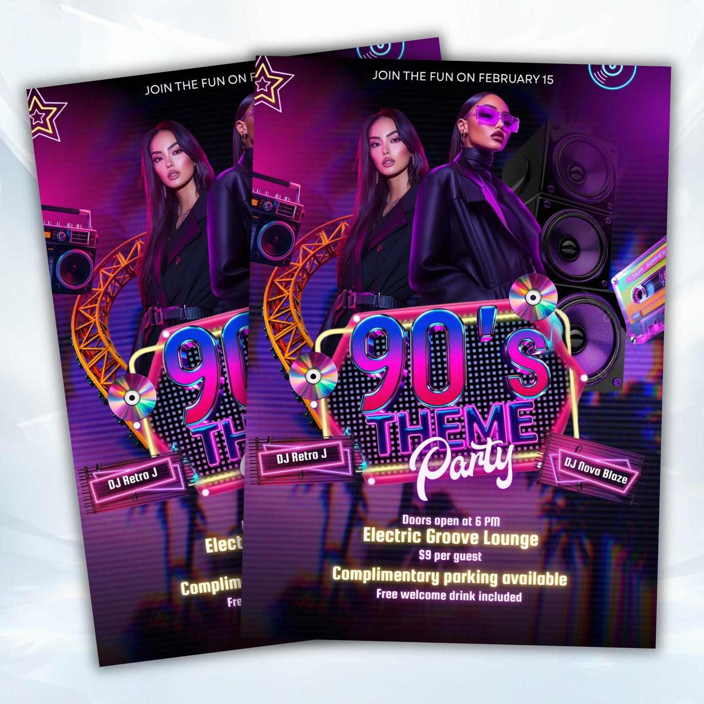 90s Throwback Party Invitation, Retro 90s Hip Hop Party Invite, 90s Party Invite, 90s Theme Birthday, Back to the 90s Invite, Canva Template