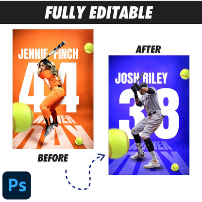 Senior Night Gift, Senior Night Poster Softball, Softball Banner, College Sports, Editable Poster in Photoshop, Instant Download