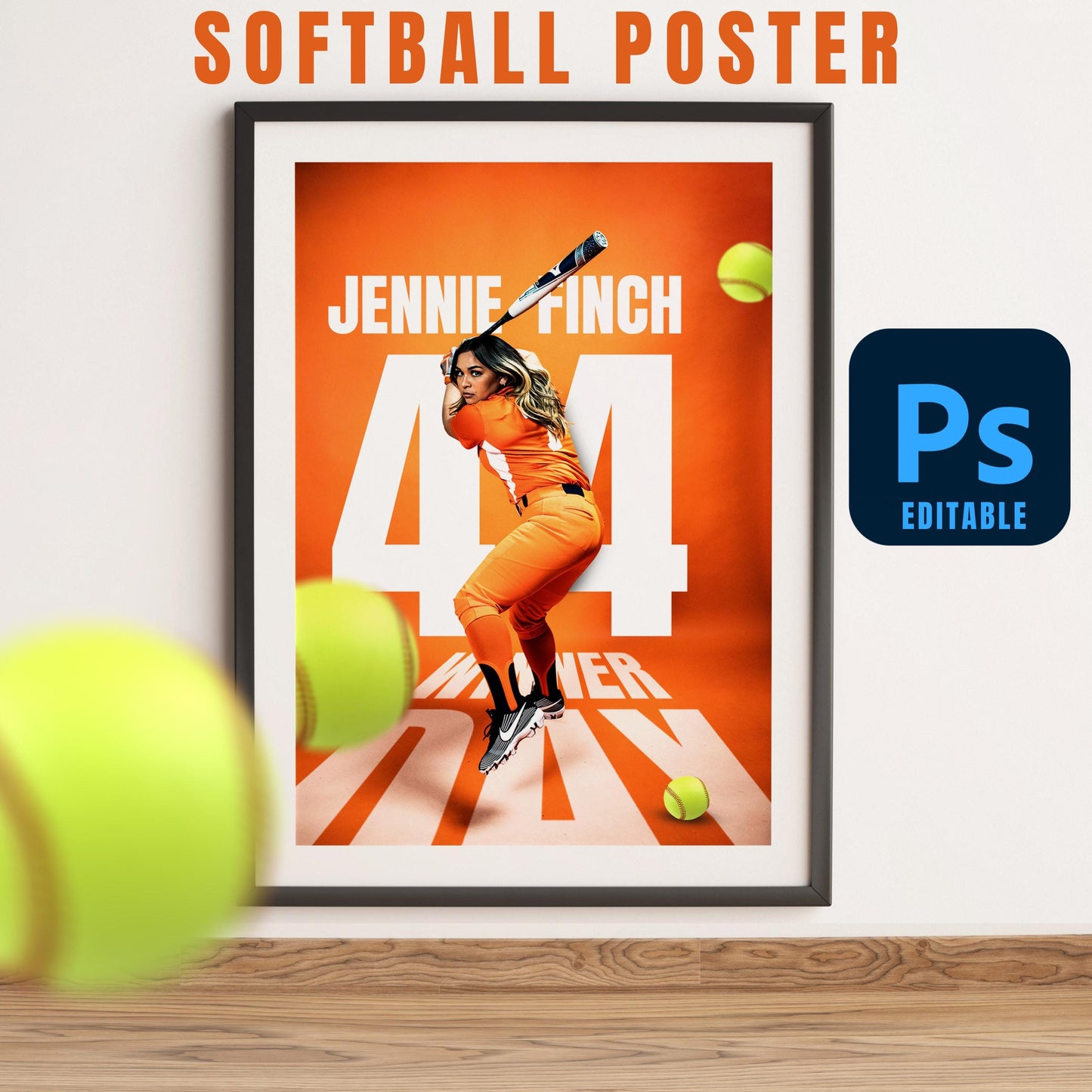 Senior Night Gift, Senior Night Poster Softball, Softball Banner, College Sports, Editable Poster in Photoshop, Instant Download