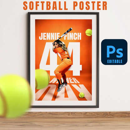 Senior Night Gift, Senior Night Poster Softball, Softball Banner, College Sports, Editable Poster in Photoshop, Instant Download
