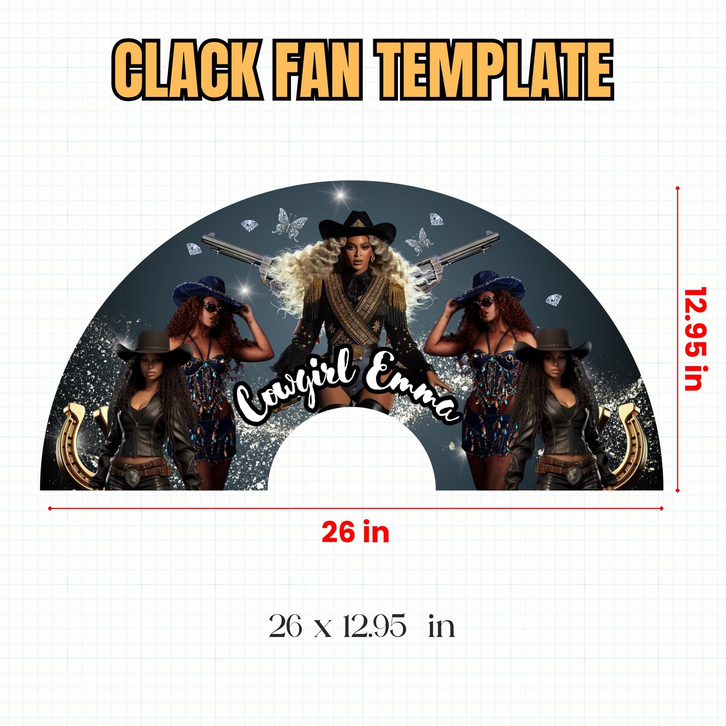 Cowboy Carter Inspired Clack Fan Template, Clack Fan Squad Png, Cowgirl Fan Template, Western Clack Fan Design, Cowgirl Carter Clack Fan Png