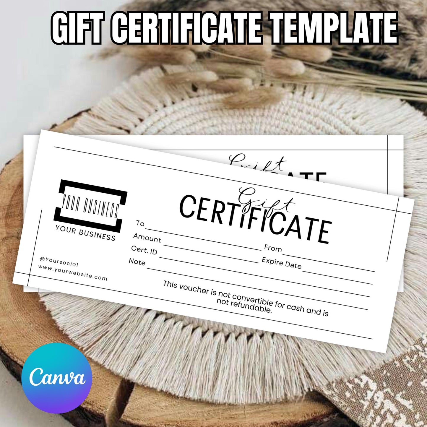 Gift Certificate Template, DIY Printable Gift Voucher Certificate, Minimalist, Modern Gift Certificate, Canva Editable, Instant Download