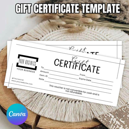 Gift Certificate Template, DIY Printable Gift Voucher Certificate, Minimalist, Modern Gift Certificate, Canva Editable, Instant Download