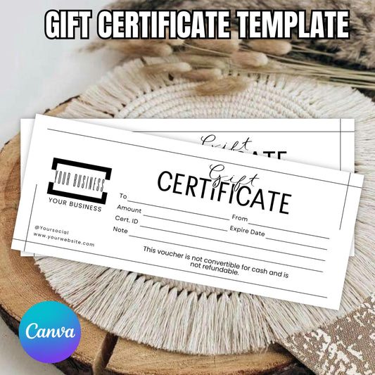 Gift Certificate Template, DIY Printable Gift Voucher Certificate, Minimalist, Modern Gift Certificate, Canva Editable, Instant Download