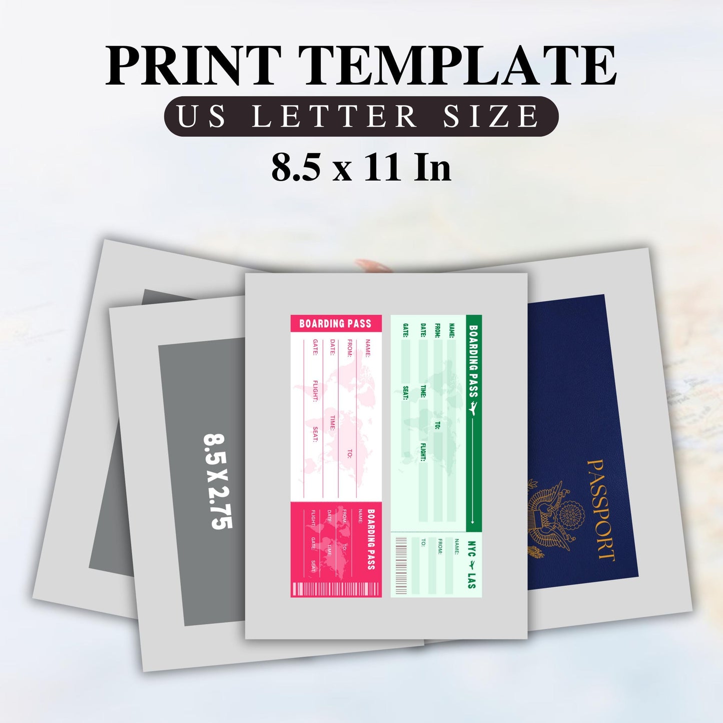 Editable Us Passports for Kids, Printable Passport for Kid for Playing Travel and Learning,kids Boarding Pass, Stamps & Visas Canva Template