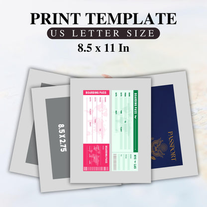 Editable Us Passports for Kids, Printable Passport for Kid for Playing Travel and Learning,kids Boarding Pass, Stamps & Visas Canva Template